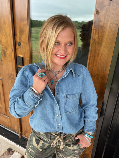 Sammie Denim Snap Top