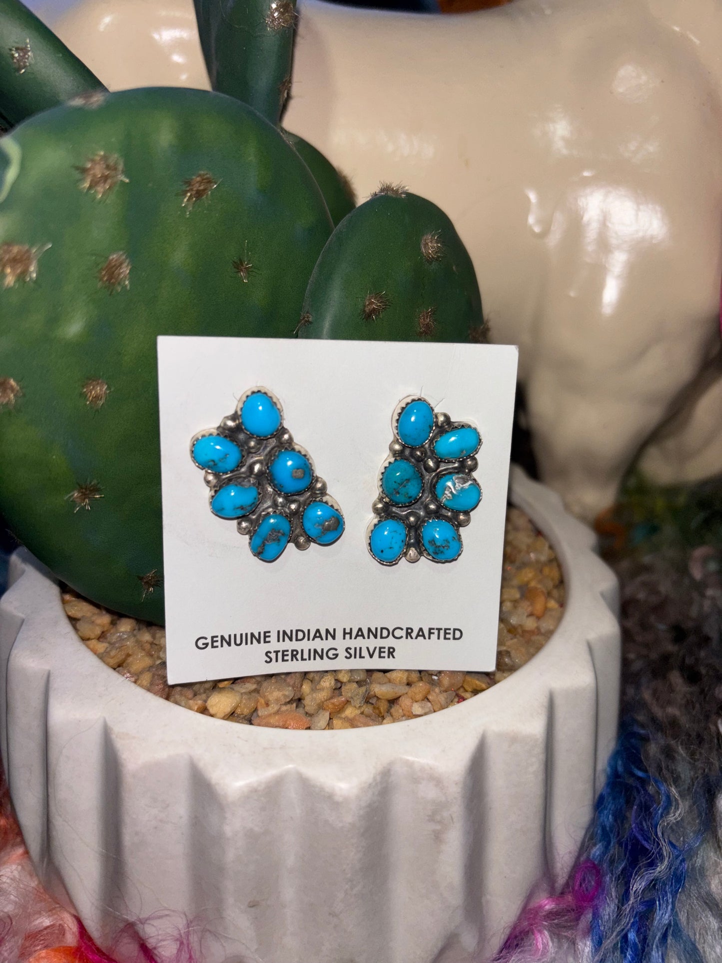 Indigo Turquoise Cluster Earrings
