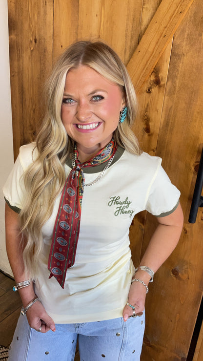 Olive howdy honey tee