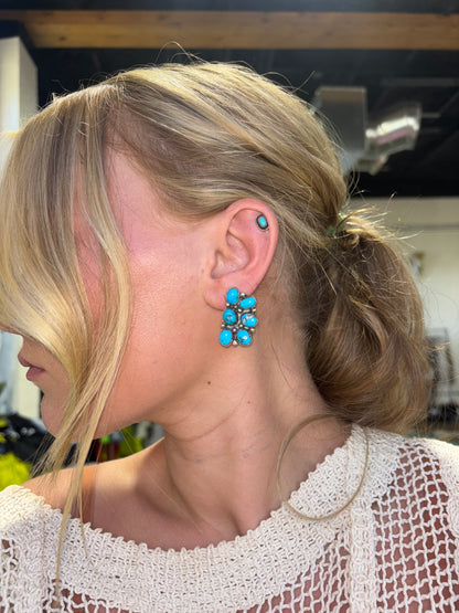 Indigo Turquoise Cluster Earrings
