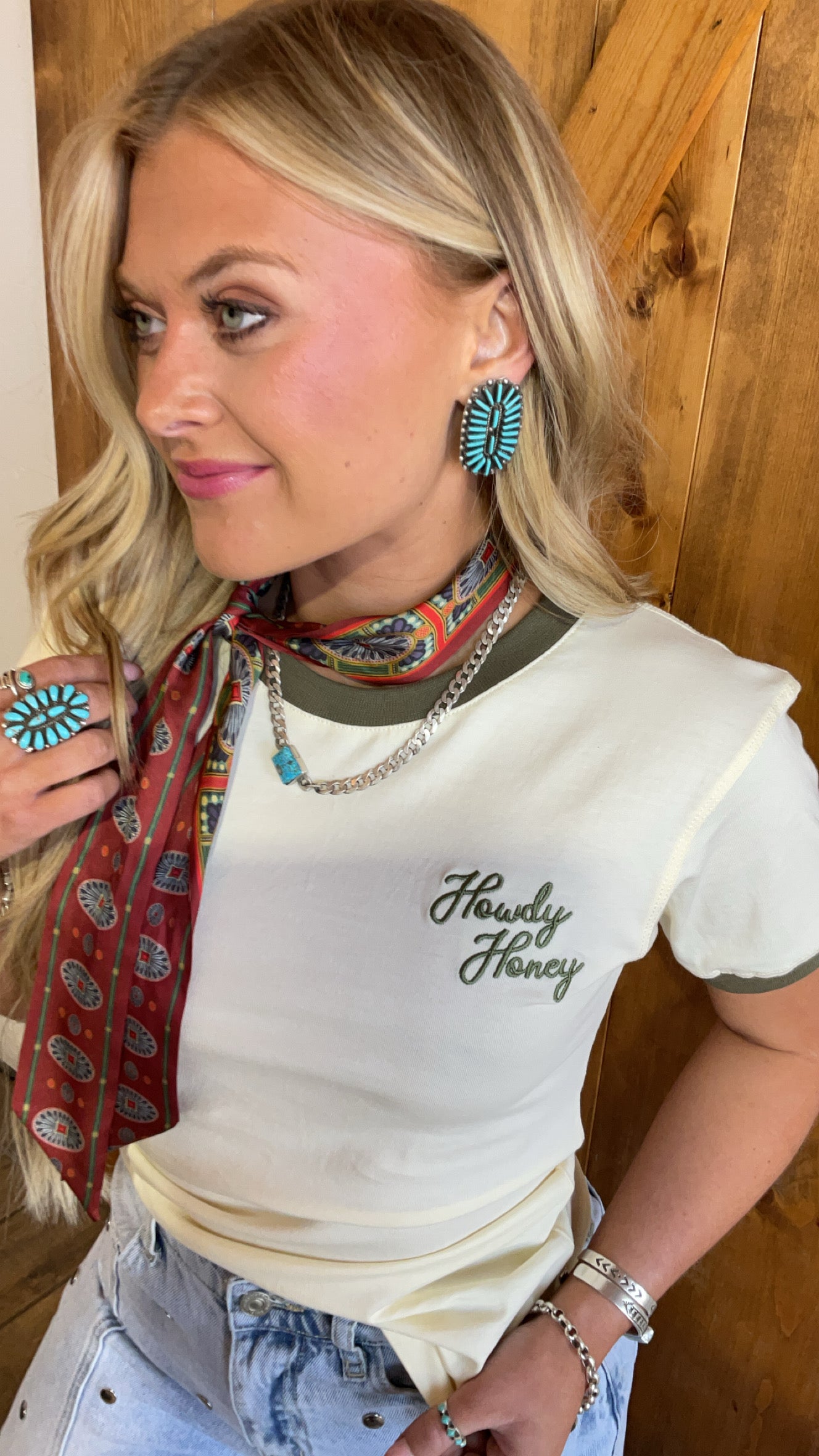 Olive howdy honey tee