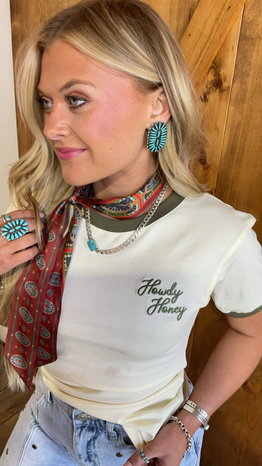 Olive howdy honey tee