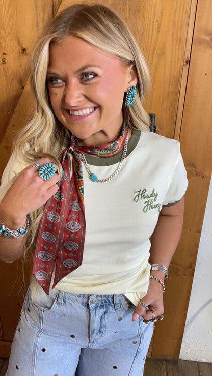 Olive howdy honey tee